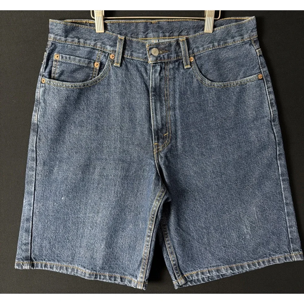 Levi's 550 Shorts Men's SZ 33!Blue Denim Bermuda Relaxed Fit 5-Pocket Zip Fly